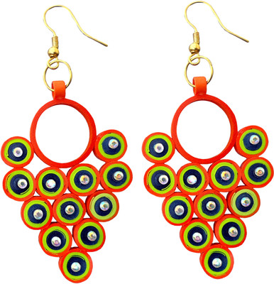

Designer's Collection Orange Green Blue Beauty Paper Dangle Earring