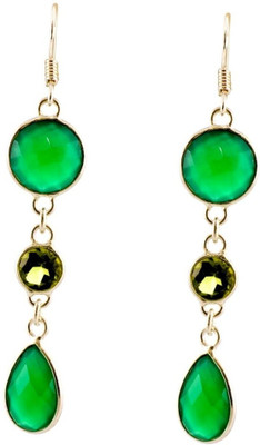 

YugshaJewels Onyx, Peridot Silver Dangle Earring