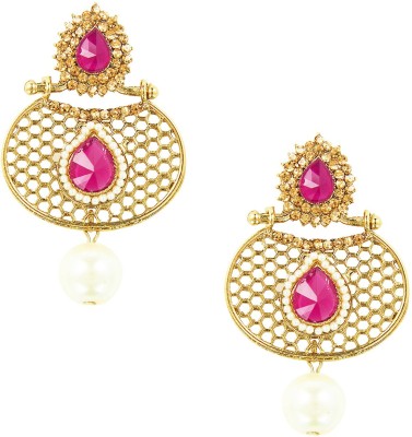 Shining Jewel Fancy Traditional & Trendy Pearl, Crystal Brass Drops & Danglers