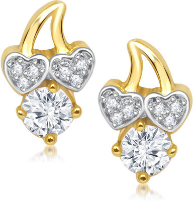 

Meenaz 2 Lovely Heart Design Gold & Rhodium Cubic Zirconia Alloy Stud Earring