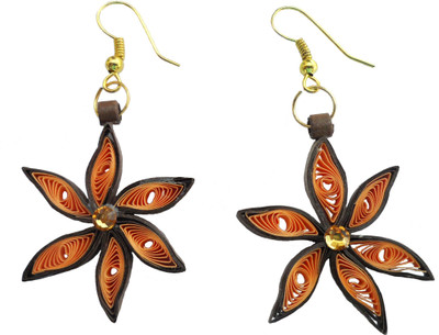 

Designer's Collection Quilled Brown & Orange Combination Paper Dangle Earring