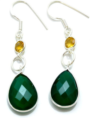 YugshaJewels Onyx, Citrine Sterling Silver Dangle Earring