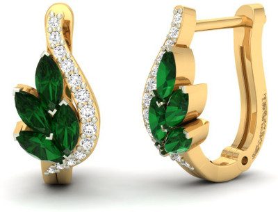 

Jewels5 Green Ruellia Yellow Gold 14kt Diamond Hoop Earring(Rhodium Plated)