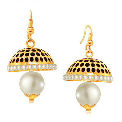 

Spargz Traditional Hanging Gold Plating Jhumki Earring Pearl Alloy Dangle Earring