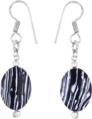Pearlz Ocean 2.5 Inch Dyed Quartzite Black Oval Shaped Alloy Drops & Danglers