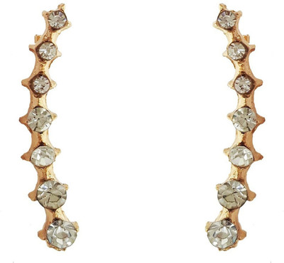 

Mehrunnisa Fashion Gold Tone White Crystal Stud Metal Cuff Earring