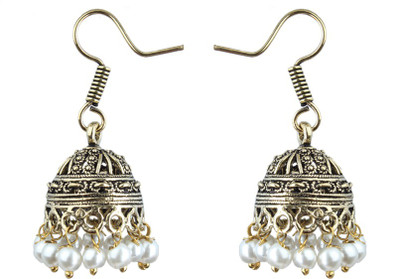 Waama Jewels White Festive Wear for Women colored fashion jewellery Pearl Brass Jhumki Earring Waama Jewels Earrings