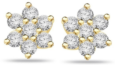 Abhipriya Jewellers Flower Earrings Yellow Gold 14kt Diamond Stud Earring Abhipriya Jewellers Flower Earrings Yellow Gold 14kt Diamond Stud Earring
