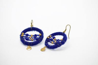 

Ba No Batwo Blue Rangakriti Cotton Dori, Plastic Dangle Earring