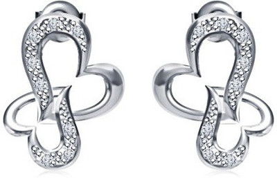 

Vorra Fashion Shinny Intertwined Double Heart Cubic Zirconia Sterling Silver Stud Earring