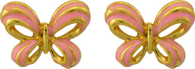 

High Trendz Golden Pink Butterfly Alloy Stud Earring
