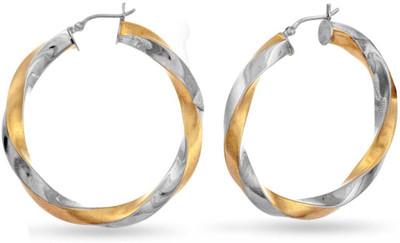 

LeCalla Irresistible Two Tone Designer Hoop Earrings Sterling Silver Hoop Earring
