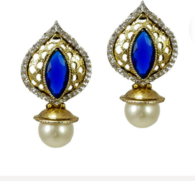 V L Impex Marquise Shape Blue Color With Shiny Crystal Alloy Drop Earring