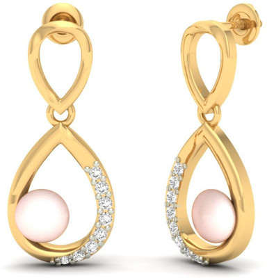 

Jewels5 Adamina Yellow Gold 14kt Diamond Stud Earring(Rhodium Plated)
