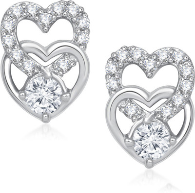

Meenaz Lovely Double Heart Design Gold & Rhodium Cubic Zirconia Alloy Stud Earring