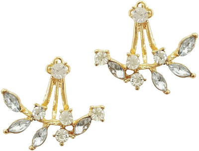 

Mehrunnisa Fashion Gold Plated White Crystal Leaves Stud Metal Drop Earring