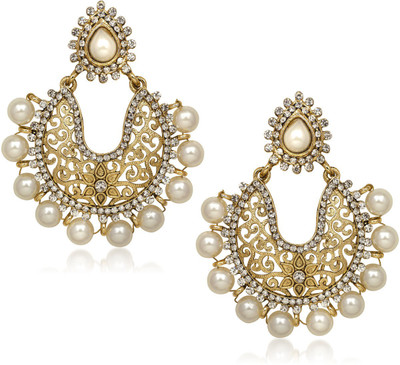 

Meenaz Lovely Big Pearl Design Cubic Zirconia Alloy Chandelier Earring