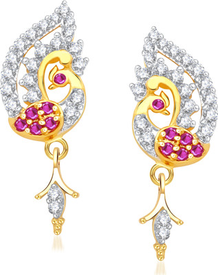 VK Jewels Royal Red White Stones Peacock Cubic Zirconia Alloy Drop Earring