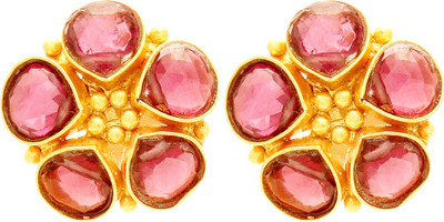 

ZKD Jewels Flower with Garnett stones Yellow Gold 22kt Garnet Stud Earring
