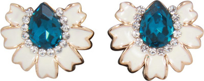 

Jazz Jewellery Wedding Wear Blue and White Pearl & Stone Antique Design Alloy Stud Earring