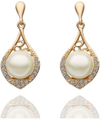 Silver Shoppee Angelic Cubic Zirconia, Pearl Alloy Drops & Danglers