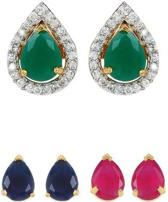 ZENEME Water Drop Design 6-in-1 Interchangeable Cubic Zirconia Alloy Earring Set