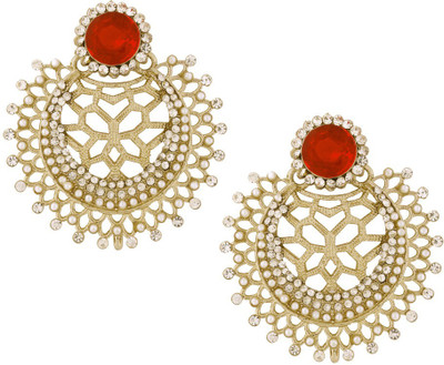 

the jewelbox Chaand Filigree Cubic Zirconia Copper Chandbali Earring