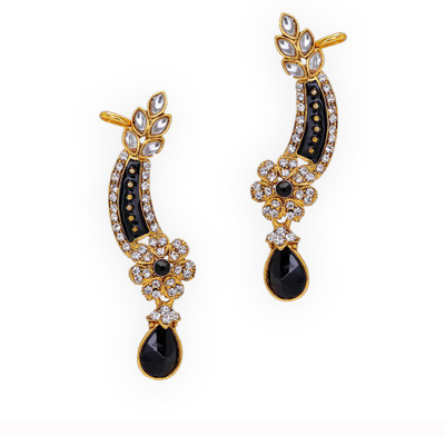

Jaipur Mart Partywear Kundan Polki Black Color Alloy Cuff Earring