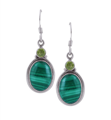 

Zivah Vibrant Green Stone Malachite Sterling Silver Dangle Earring