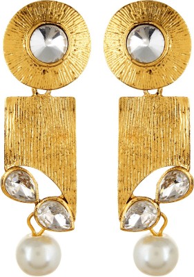 

Fabula Gold & White Kundan & Pearl Traditional Ethnic Jewellery for Women, Girls & Ladies Metal Dangle Earring