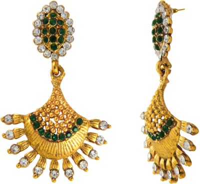 donna Green Sunrise Crystal Alloy Chandbali Earring