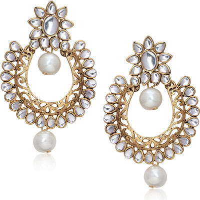

Meenaz Royal Earrings For Girls and Women Cubic Zirconia, Crystal Alloy Chandelier Earring