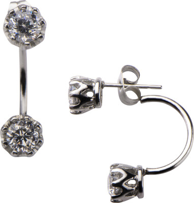

Inox Jewelry Front & Back Cubic Zirconia Stainless Steel Stud Earring