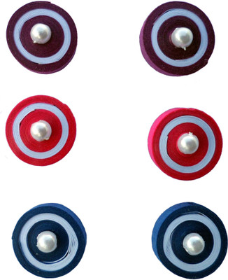 

Designer's Collection Quilled Purple Pink Blue & White Combi Paper Stud Earring