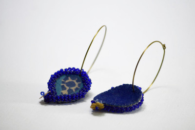 

Ba No Batwo Blue Paisley Earrings Fabric, Plastic Hoop Earring