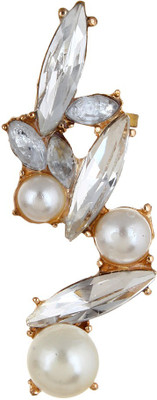 

Oomph Gold & White Pearl & Crystal Fashion Jewellery Ear Cuff Earring for Women & Girls (Single Piece) Metal Cuff Earring