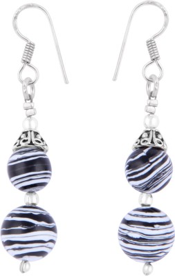Pearlz Ocean 2.5 Inch Dyed Howlite Black and White Alloy Drops & Danglers