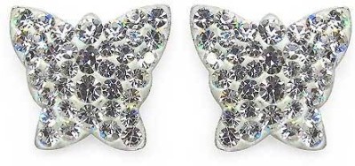 Johareez Floral Crystal Sterling Silver Stud Earring