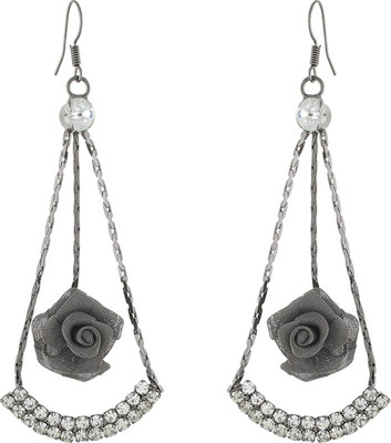 ONE STOP FASHION Graceful And Smart Grey Colour Rose With White Stones Alloy Drops & Danglers