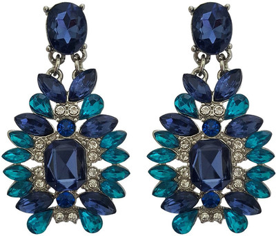 

Mehrunnisa Elegant Two Tone Blue Crystal Metal Drop Earring