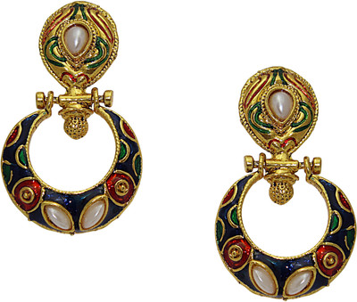 aarnaa Blue And Marron Gold Plated Earing Alloy Drops & Danglers