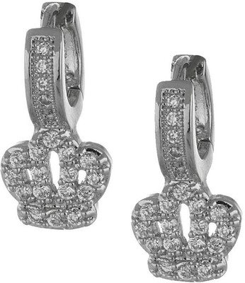 Being Women Elegant Rhodium Plated CZ Fashion Cubic Zirconia Alloy Hoop Earring