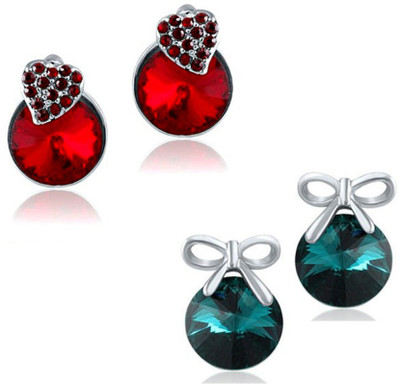 mahi Swarovski Crystal Alloy, Brass Earring Set