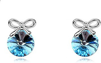 Silver Shoppee Knot of Love Crystal Alloy Stud Earring