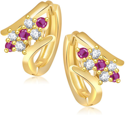

Meenaz Colourful Ruby & White Cubic Zirconia Alloy Huggie Earring