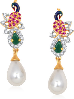 

Meenaz Peacock Earrings For Girls and Women Cubic Zirconia, Crystal Alloy Drop Earring
