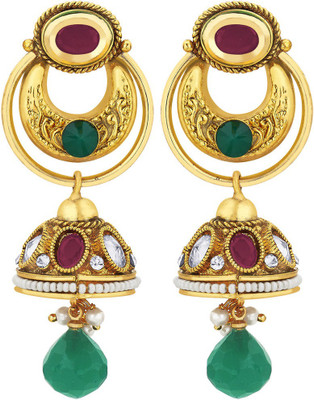 

Peora Crescent Moon Polki Alloy Jhumki Earring