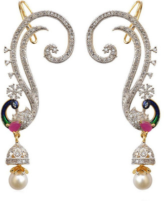 YouBella Dancing Peacock Cubic Zirconia Alloy Cuff Earring
