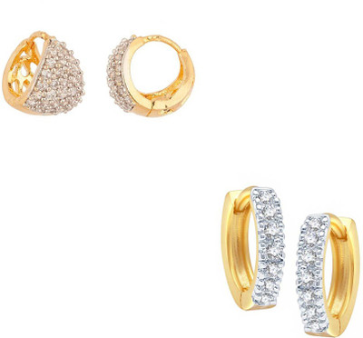 ZENEME Designer Gold Plated Cubic Zirconia Alloy Earring Set