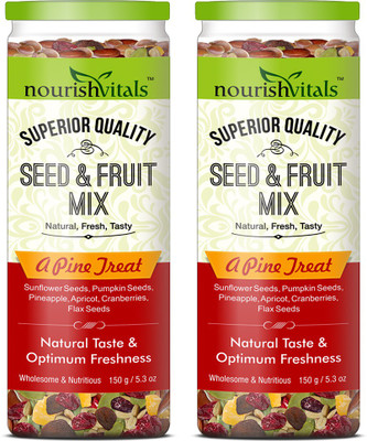 NourishVitals Healthy Seed & Fruit Mix - A Pine Treat - Breakfast / Snacks Trail Mix(150 g, Pack of 2)